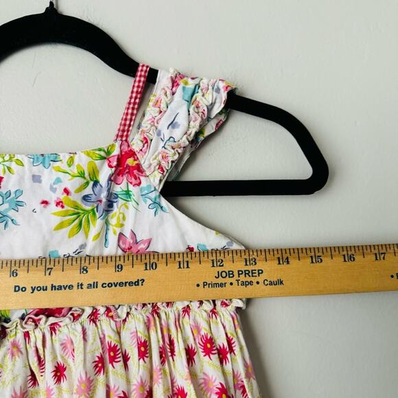 Lydia Jane Red Gingham Floral Patchwork Off the Shoulder Apron Dress kid 6 - Picture 5 of 9